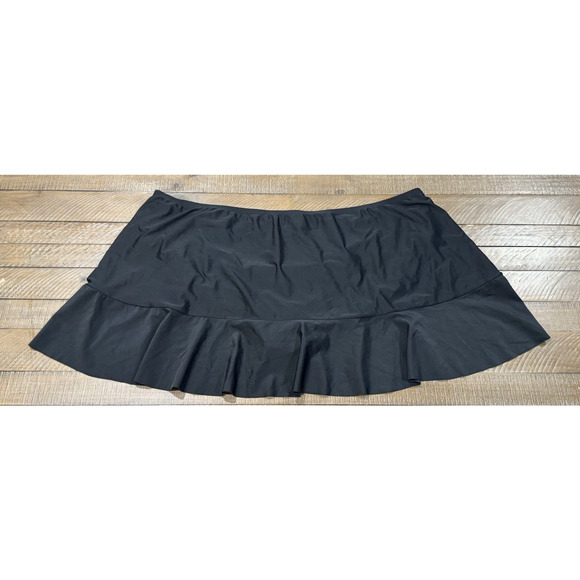 Time and Tru Women's Plus Size Black Ruffle Swimsuit Skirt - Size 2X (20W-22W) - Picture 4 of 9